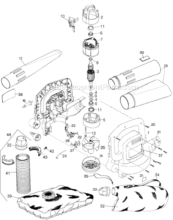 Page A Diagram and Parts List for BV500 Type 4 Black and Decker Leaf Blower / Vacuum